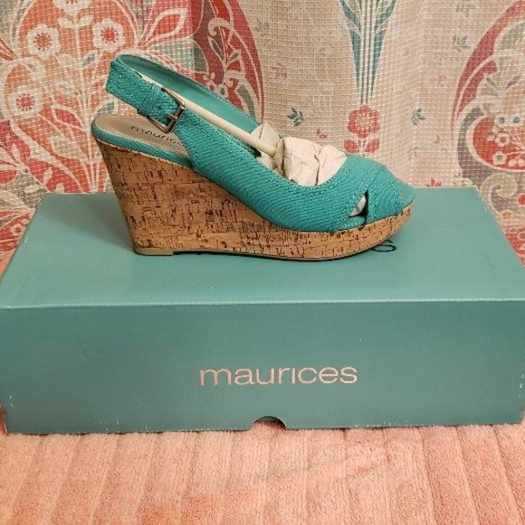 MAURICES SEA GREEN WEDGES - Picture 1 of 6